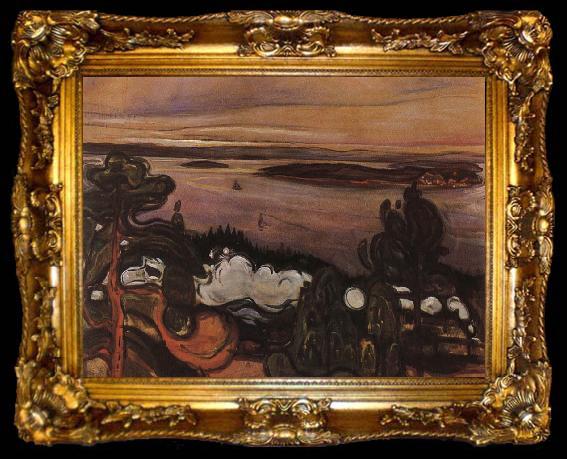 framed  Edvard Munch Smoke of train, ta009-2